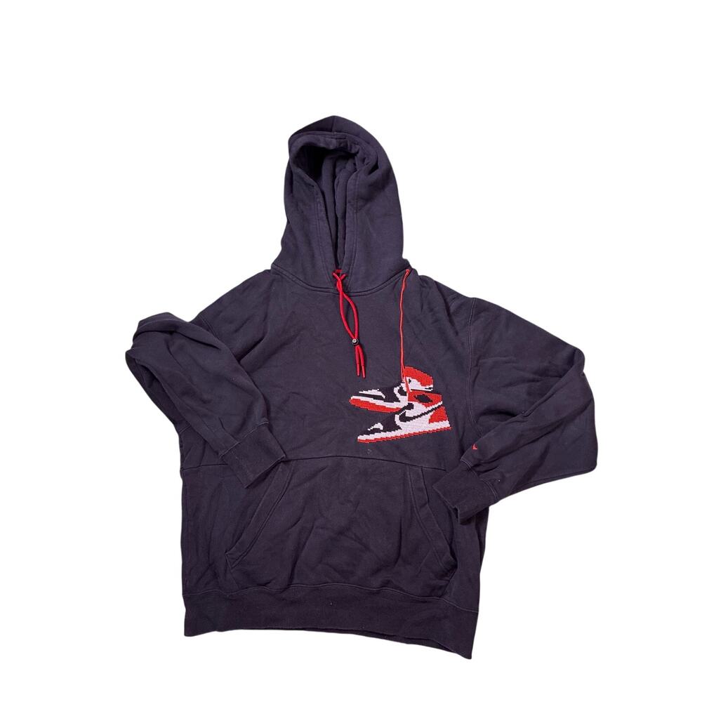 Air Jordan Embroidered Sweatshirt Black Mens Medium Vintage Streetwear Pullover